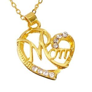 Gold Heart Necklace for Your MOM NEW Rhinestones Birthday Mothers Day NWT